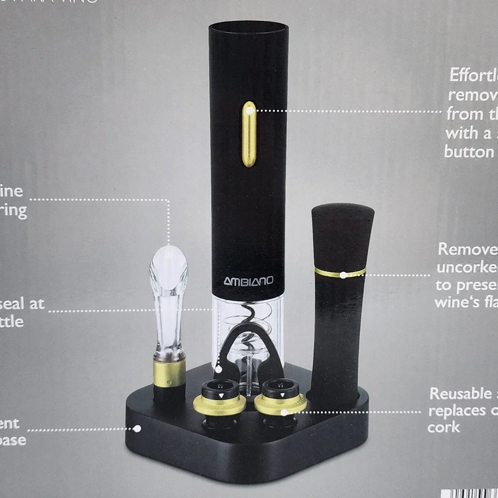 Electric Wine Automatic Opener Set Gift Aerator Foil Cutter Preserver Corkscrew